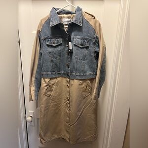 Denim/beige trench coat